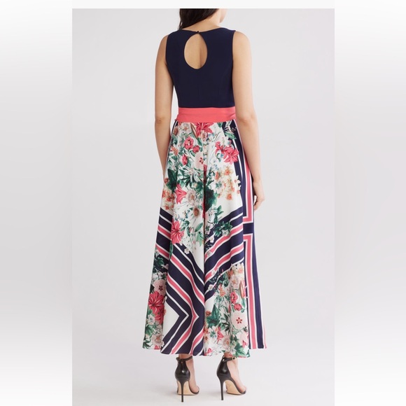 Eliza J Navy and Coral Floral Maxi Dress - Picture 2 of 2